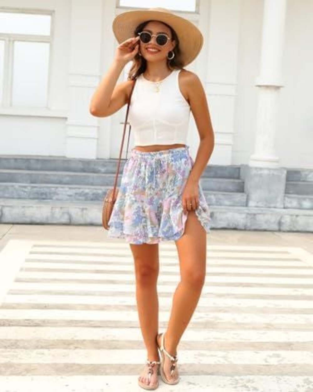 Floral Print Ruffle Hem Skort - Picture 5 of 8